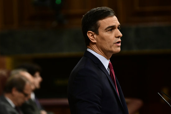 Socialist Pedro Sánchez during the second congressional debate on January 7, 2019 (by Jordi Vidal)